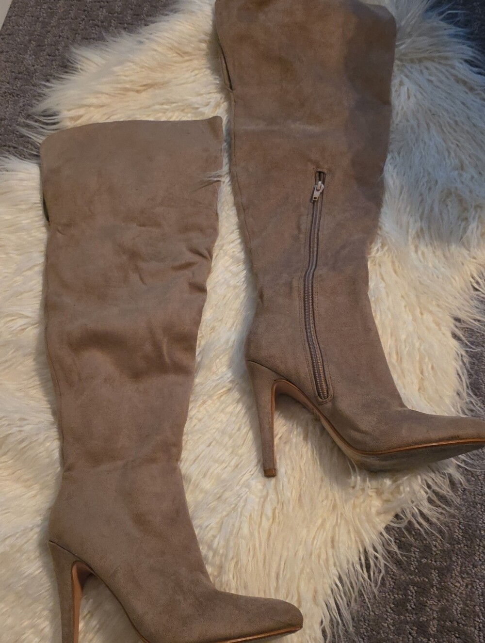 Paprika Taupe Suede Over-the-Knee Stiletto Boots